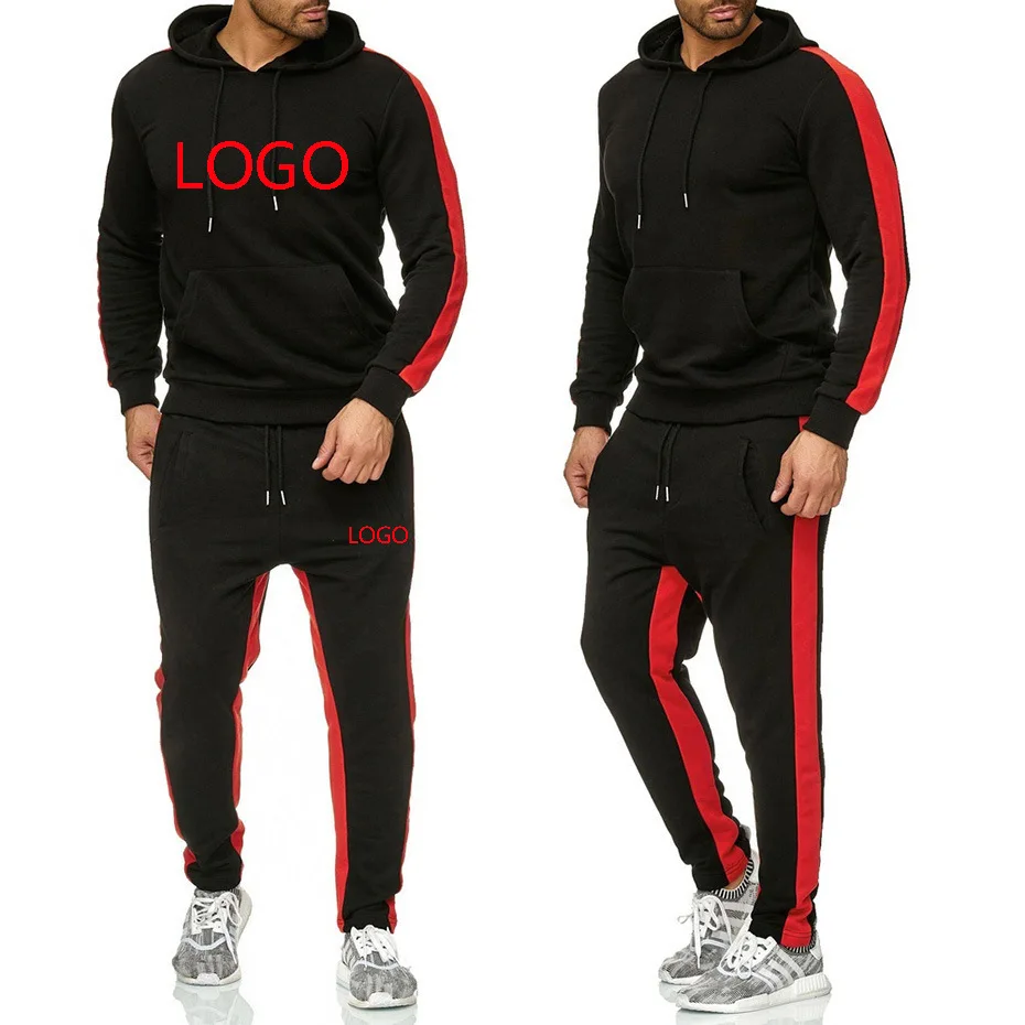 

Design Your Own Tracksuit 2021 Custom Clothing Hoodies Two Piece Sets Mens Fitted Tracksuit With Side Stripes