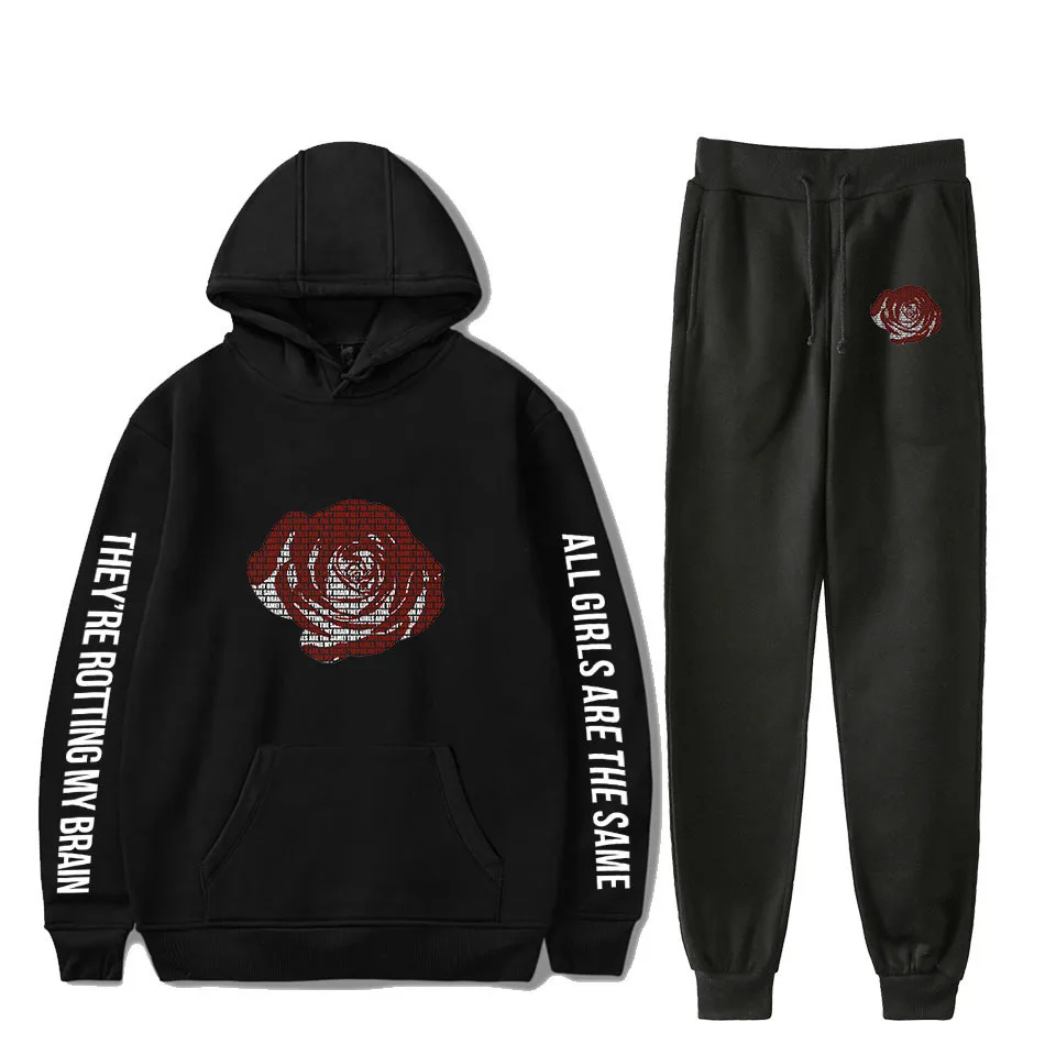 

juicewrld 2 piece men tracksuit tracksuits sweatsuit juice wrld merch hoodie set, As picture show