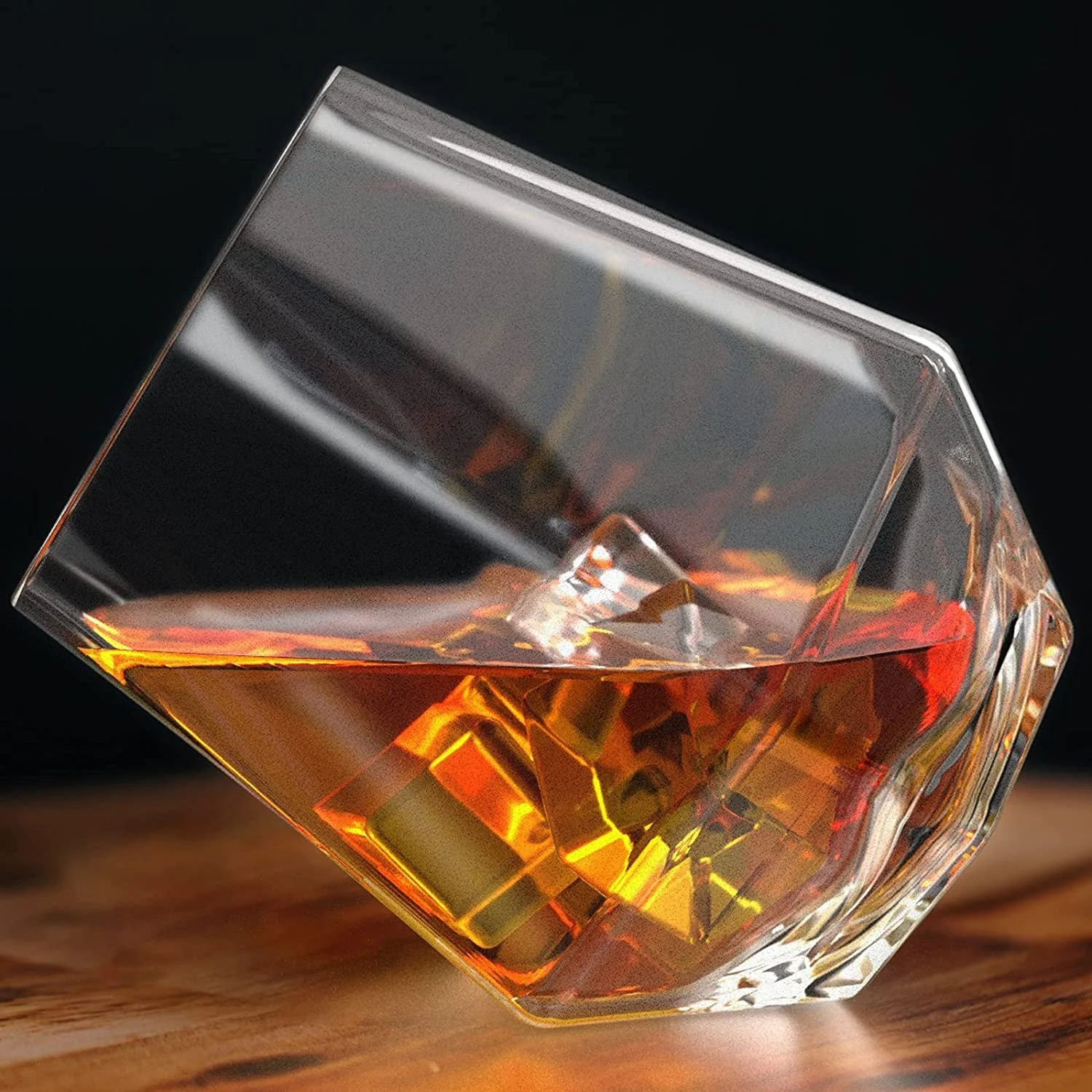 

Diamond Shape Whisky Glass Fashioned Whisky Glasses, Tritan Clear Stemless Glass