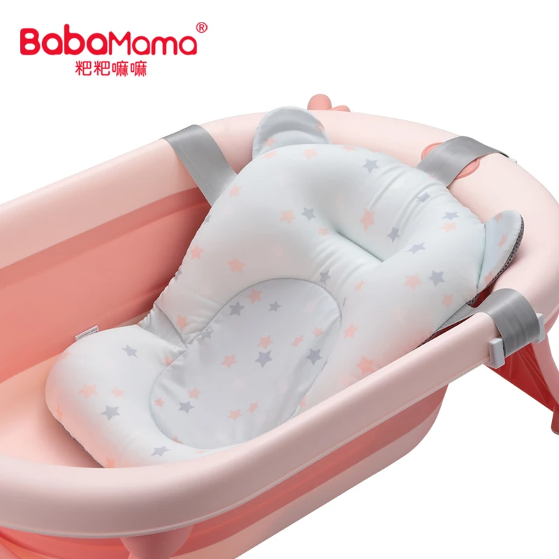 

ESP Infant Newborn Bath Tub Pillow Pad Lounger Air Cushion Floating Soft Seat Bathtub Support Baby Bath Pillow, Green/pink