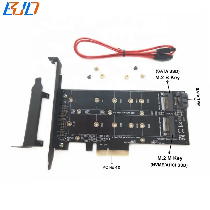 

PCI-E Express PCI-E PCIe 3.0 4X to M.2 NGFF M-Key B-Key Adapter Riser Card For NVME Sata-Bus SSD in stock