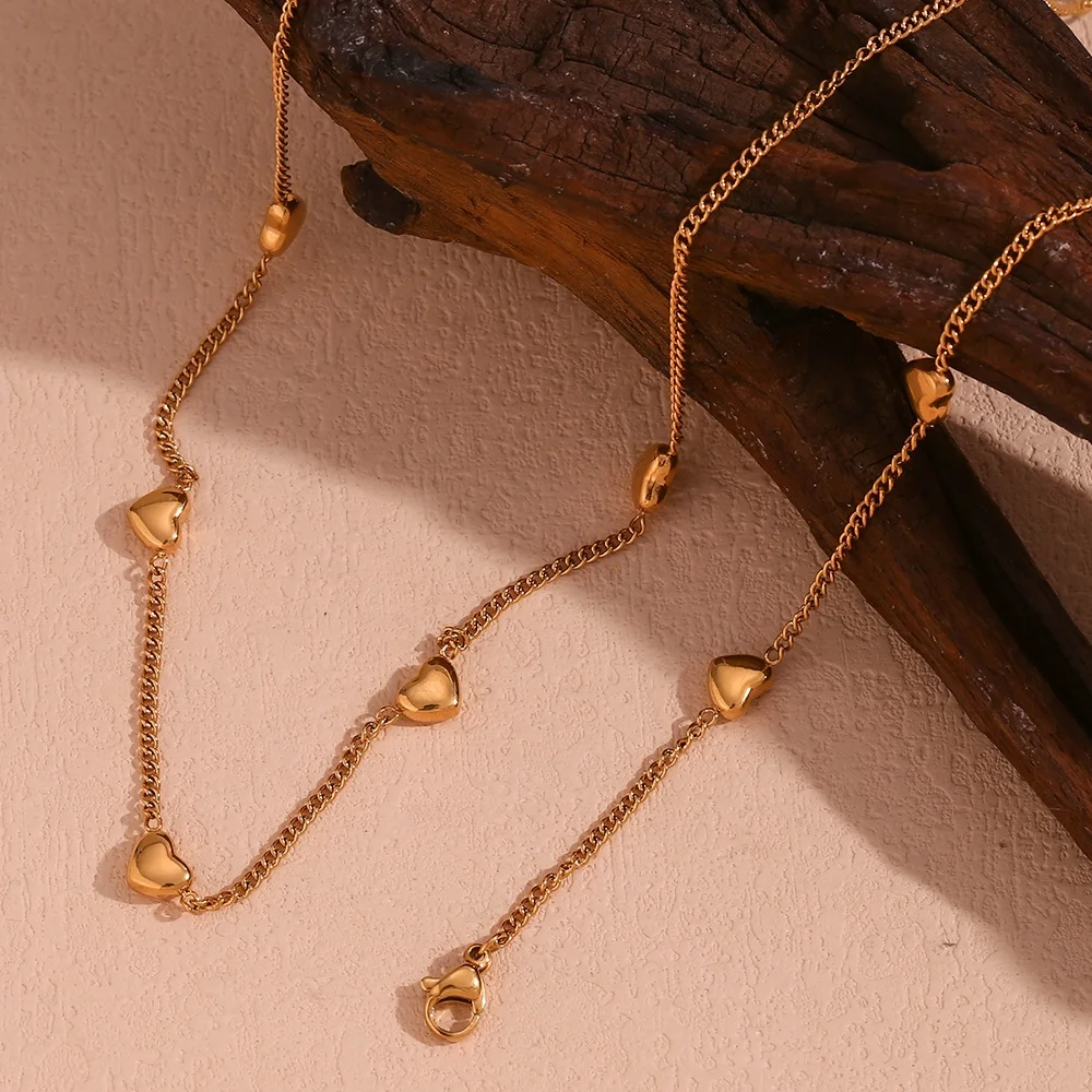 Dainty Heart Charm Necklace PVD Gold Plated Jewelry Tarnish Free Jewelry Stainless Steel Choker