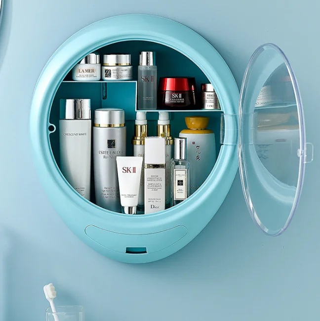 

wall shelf for cable box Case wall make up box professional Cosmetics Storage Bathroom Wall Mount Commodity Shelf