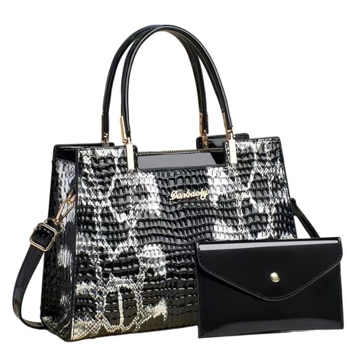 Retro Contrasting Print Handbags Ladies Bags Handbag SetPu Leather Shoulder Bag Woman Handbag Bag