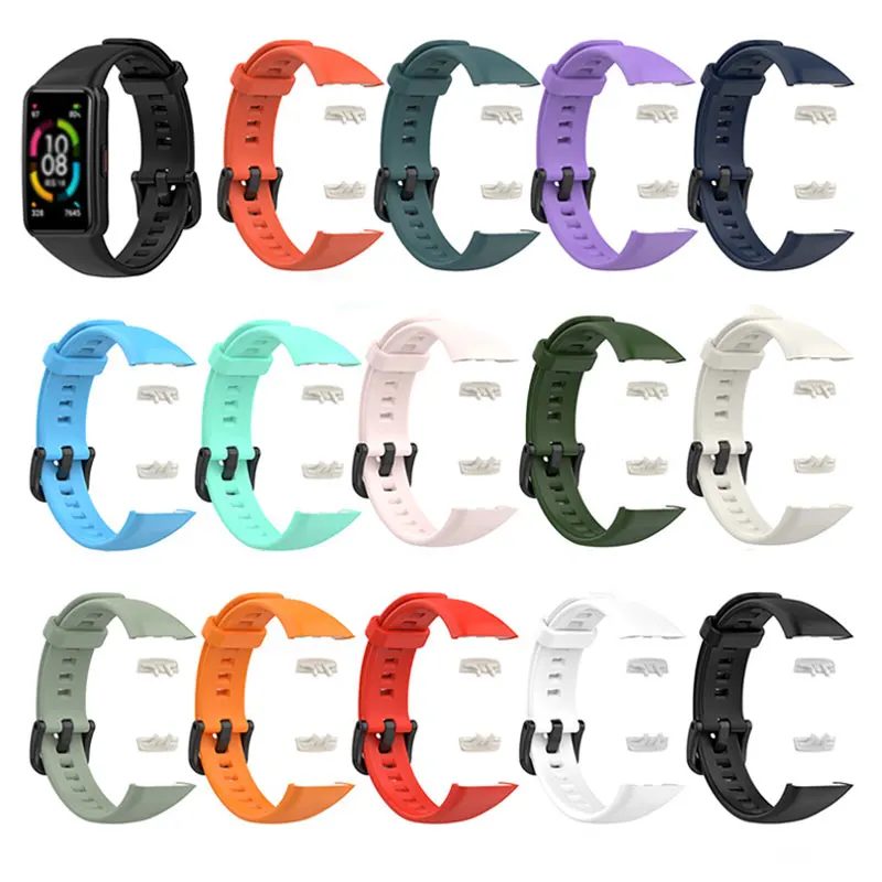 

2021 New Models for Replacement Soft Silicone Watch Strap for Huawei Band 6 Watch Strap Adjustable Huawei Watch Strap, Black/red/blue/sky blue/white/orange/purple/pink/green,etc....