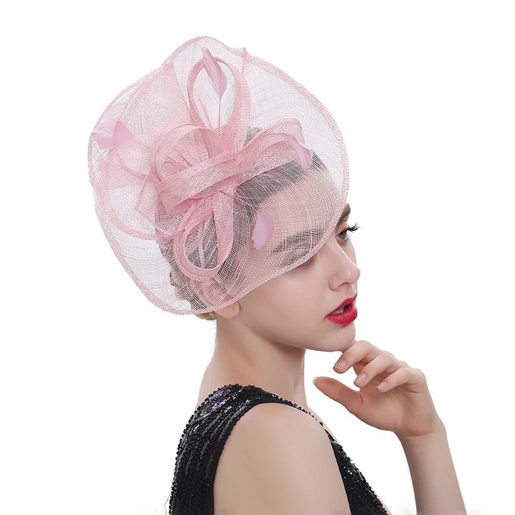 

Factory Direct Breathable Hair Accessories Hawaiian Broach Flower Golf Fascinator Hat With Veil for Women