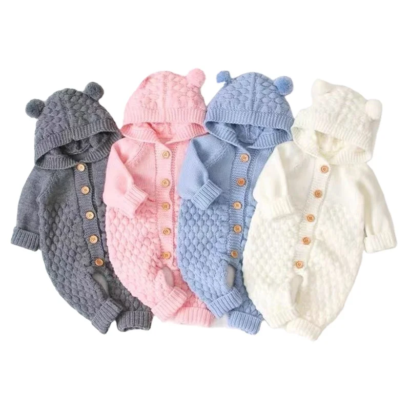 

Baby knitted conjoined khaki spring and autumn newborn clothing for boys and girls baby sweater cute warm climbing clothes kids baby clothes romper