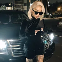 

long sleeve velvet black bodycon sexy playsuit autumn winter women streetwear fashion outfits party club body