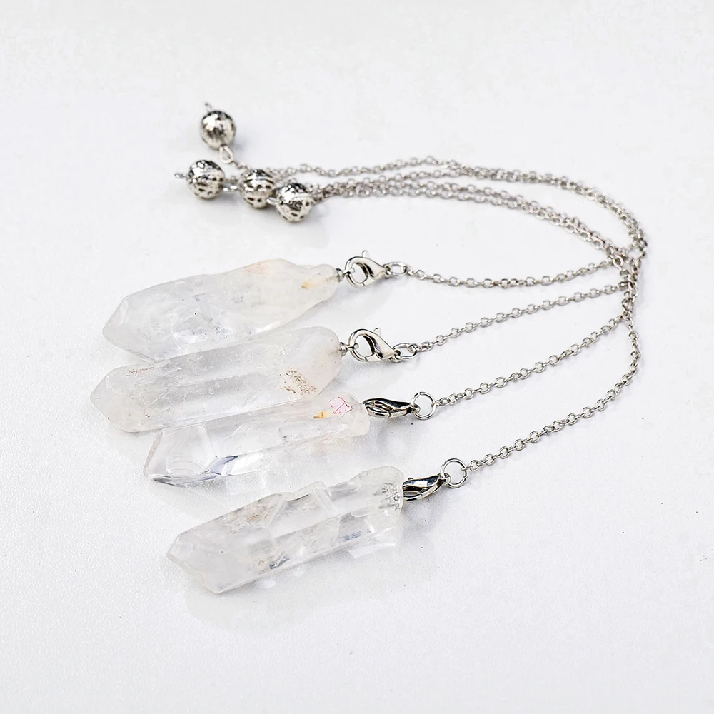 

Natural crystal point clear quartz point pendulum healing gemstone pendant