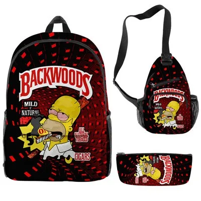 

3pcs smell proof backwoods cigar backpack The Simpsons Fashion Waterproof messenger shoulder bag outdoor travel bag