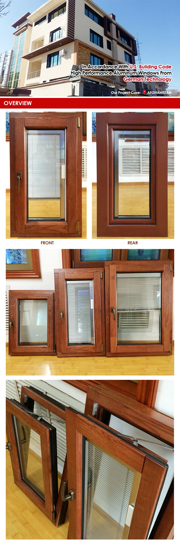 Doorwin Seattle Aluminum wood casement window tilt turn windows