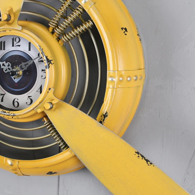

Club Vintage Industrial Loft Style Iron Airplane Propeller Wall Decoration Clock, Red/black/yellow
