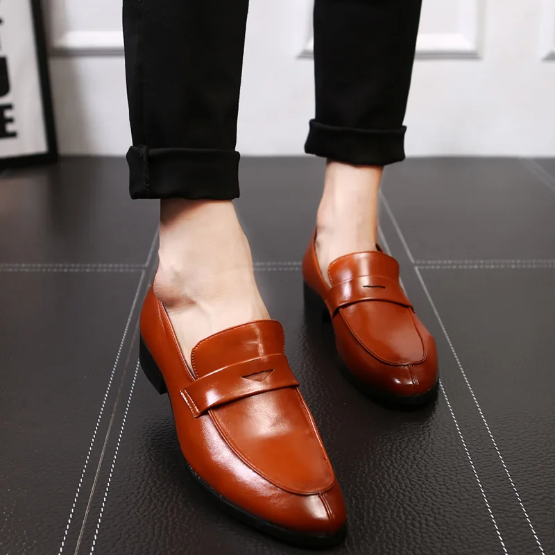

sh10463a 2021new arrival formal shoes men brown color slip on leather shoes men