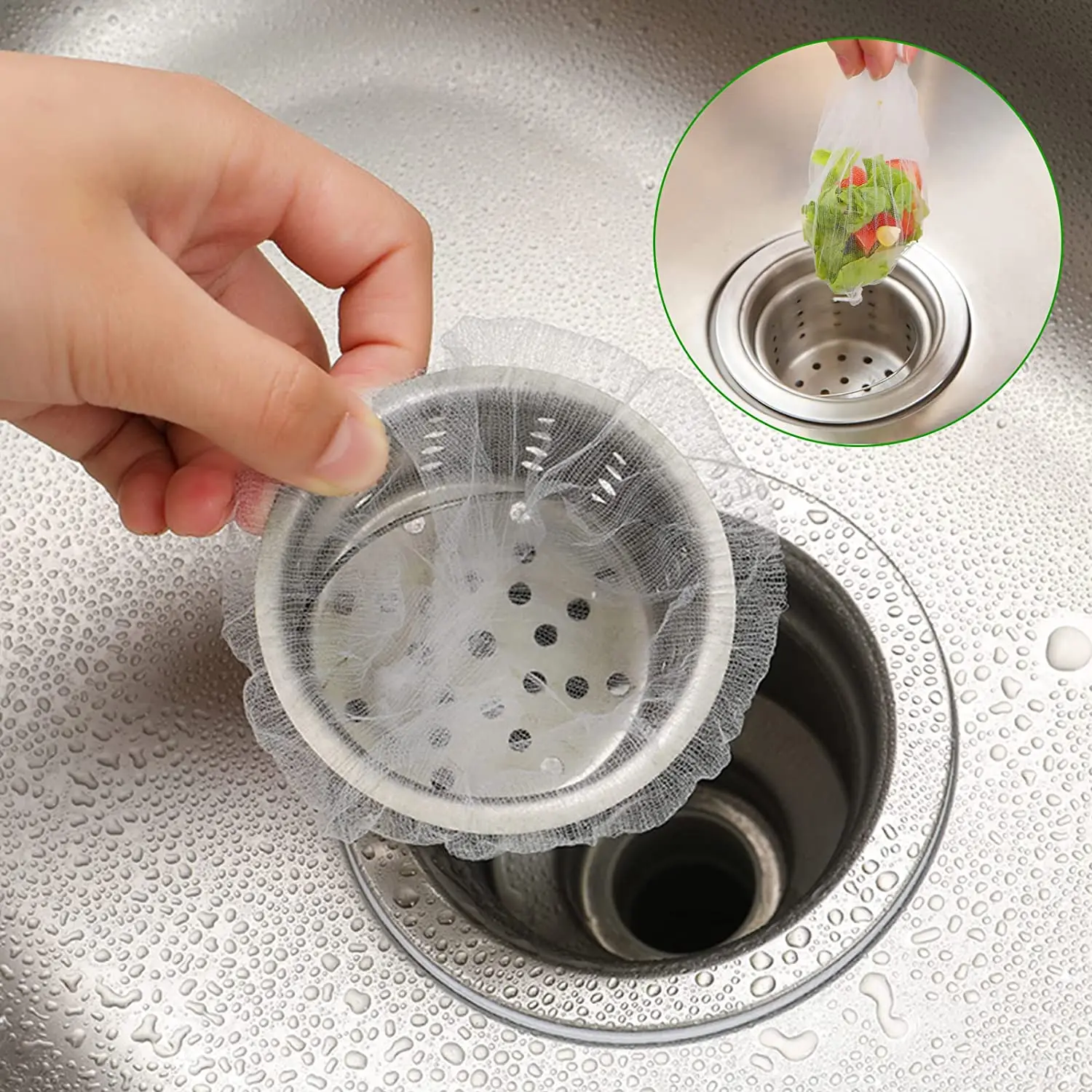 

2022 Tabletex 100pcs / pack Sink Drain Hole Trash Strainer Mesh Disposable Garbage Bag Bathroom Kitchen Waste Bin Filter, White