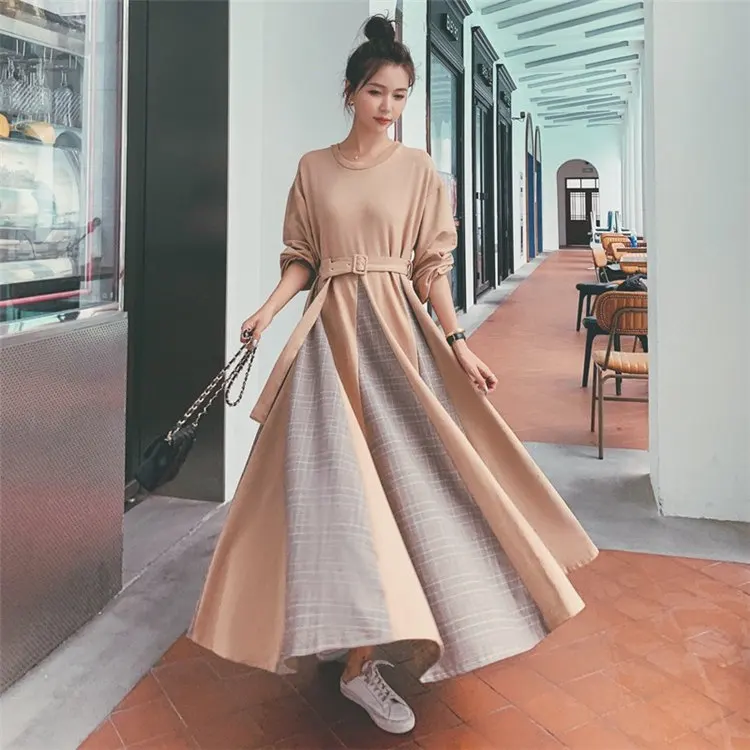 

Latest Design Elegant Women Casual Cotton Long Sleeve Maxi Dresses For Ladies