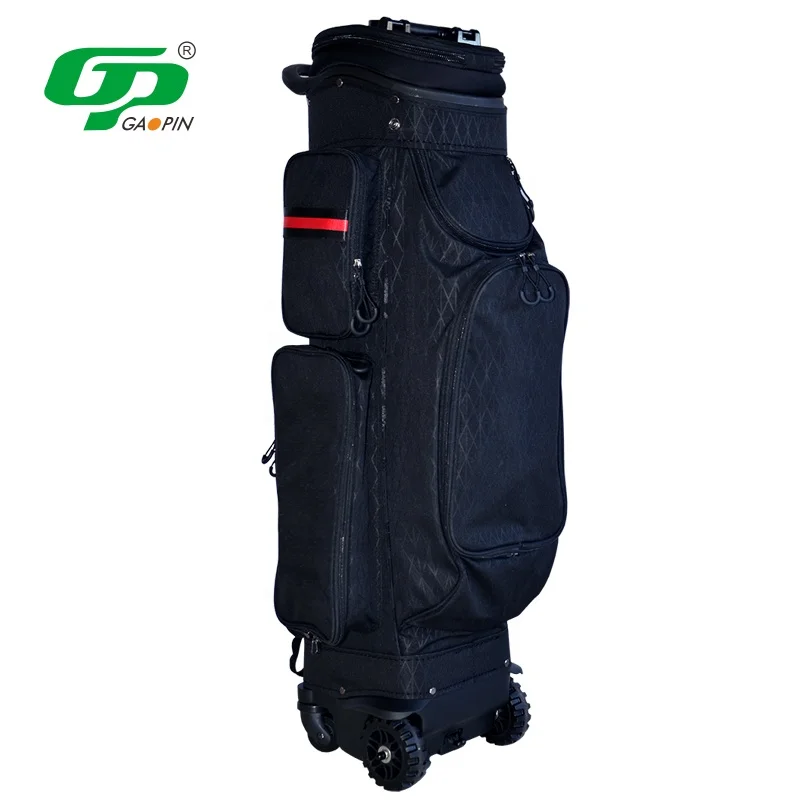 

Nylon Waterproof Golf Club Bag Custom Golf Stand Carry Bag Flexible Golf Bag With Wheels, Black/red