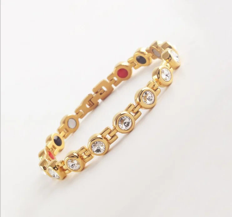 

Stainless Steel Jewelry Zircon Bracelet New Listing Titanium Steel Bracelet, Golden