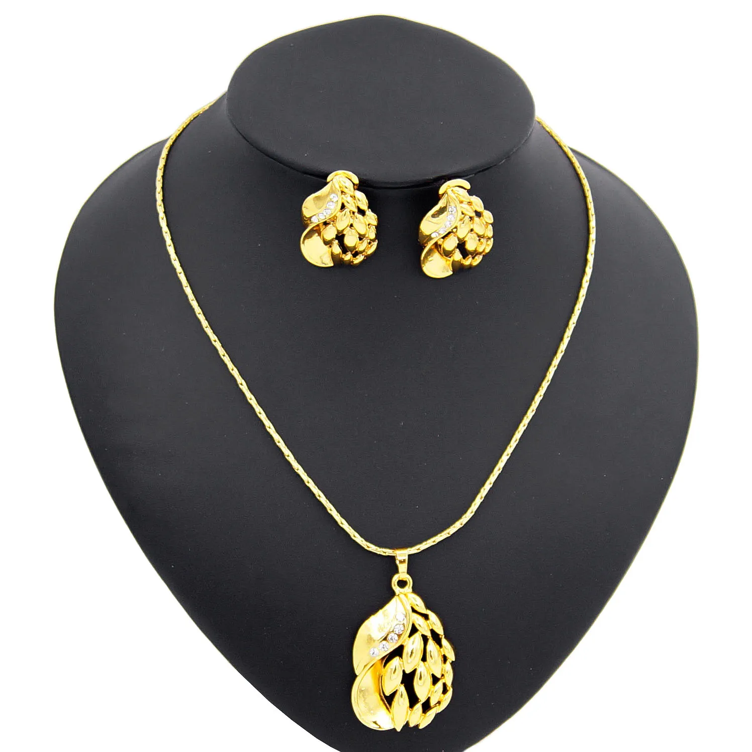 

copper alloy fashion costume african jewelry sets 24k gold filled necklace and earring set jewellery wholesale