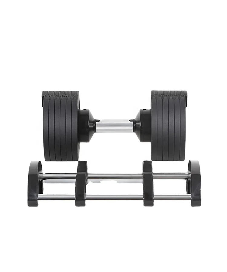 

2021 adjustable custom dumbbell logo set 32kg 2kg increment with stand use for gym, Black