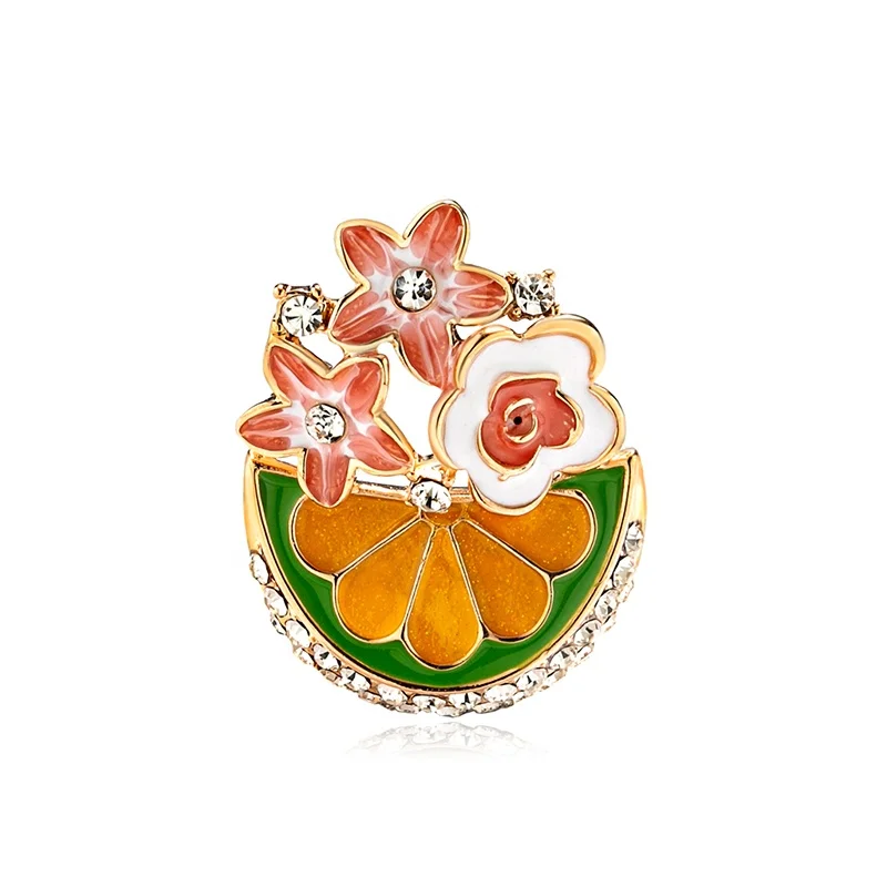 

Free shipping Lemon Flower Brooch Pin Gold Plated Women Jewelry Brooches For Gifts, As picture