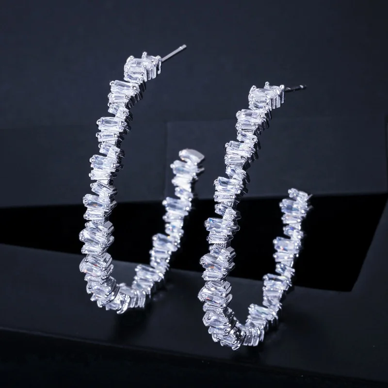 

Luxury Geometry Circle Trendy Cubic Zircon Women Wedding Party Earring High Jewelry earrings