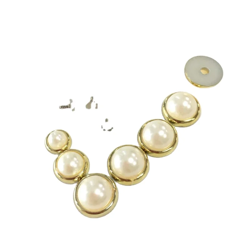 

2021 Fashion accessory 12mm +10mm flat beads with screw nail pearl plastic rivet for shoes bag