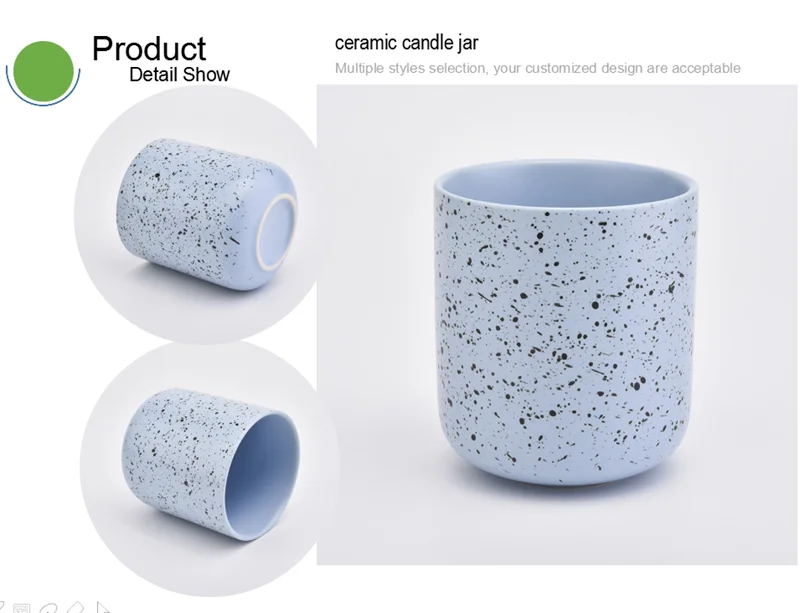 blue dots ceramic candle jars