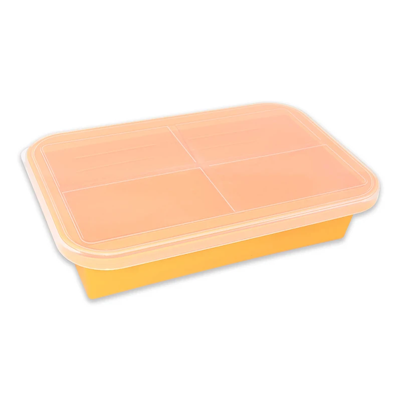 

BHD Large Silicone Ice Cube Tray with Perfect 1 Cup Portions For Freezing Soup Ice Cream Multi Purpose Storage Containers