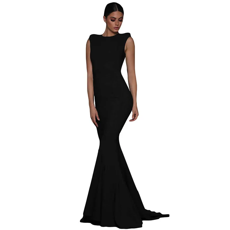 

Wholesale Fashion Floral Embroidery Fishtail Evening Dress