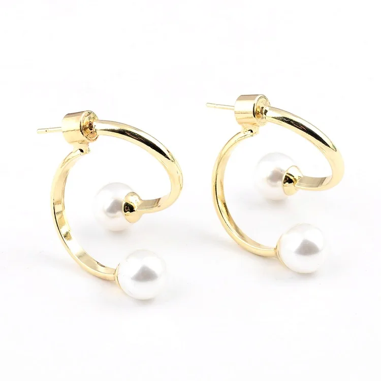 

Ruigang 2021 Korean Gold Plating Freshwater Hook Twisted Geometric Pearl Earrings for Women