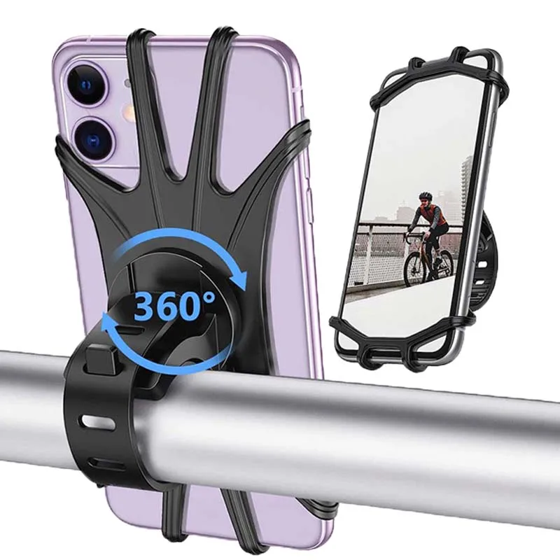 

360 Degree Rotation Silicone Cycle Phone Holder Shockproof Riding Equipment Scooter Motorcycle Bike Handlebar Mount Phone Holder