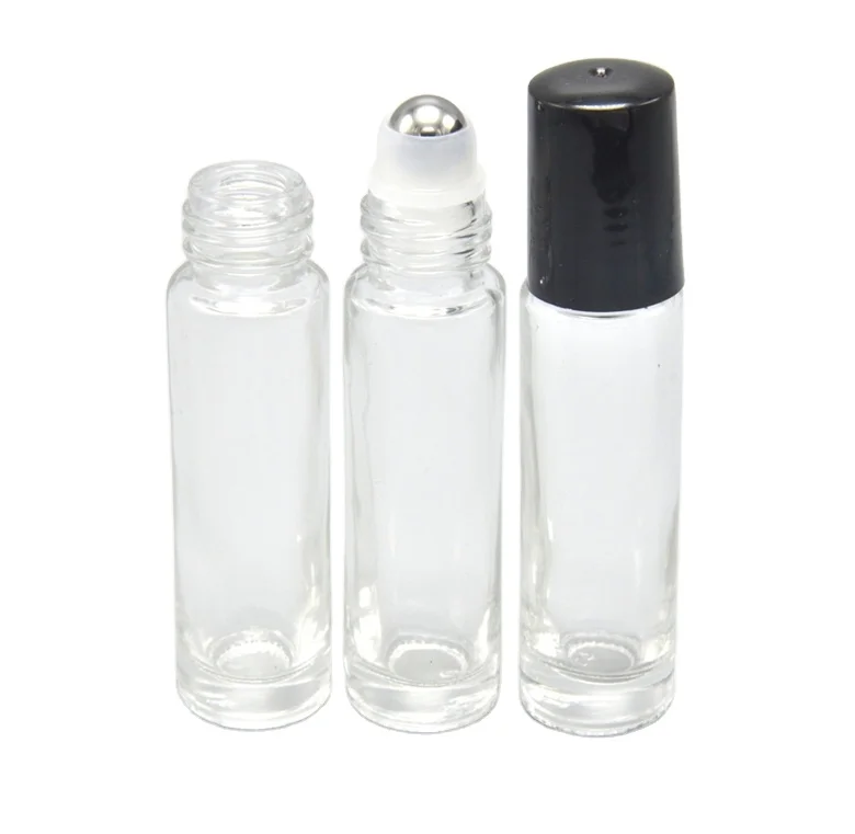 

Online Customized 10 ml amber clear transparent glass empty cosmetic roll on perfume bottle