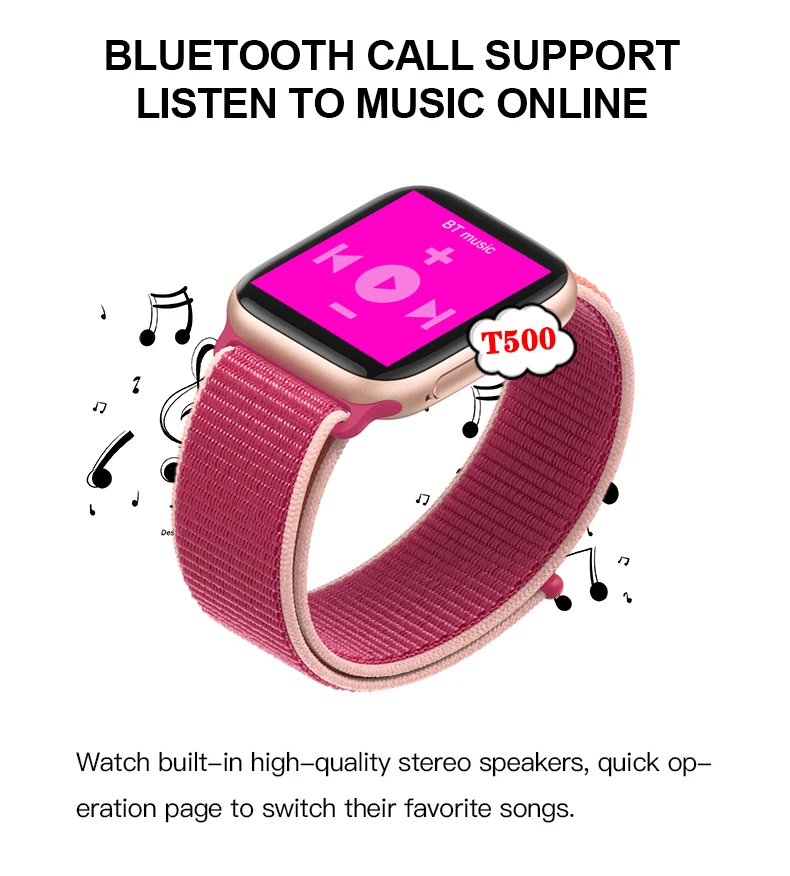 Лучшие продажи Smartwatch Series 5 T500 BT Call 44mm Smart Watch Heart Rate Monitor Blood Pressure PK IWO 12 IW