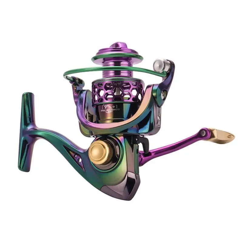 

Colorful Fishing Reel 9 +1 BB CNC Metal Handle for Fresh water Saltwater Light Weight Smooth Powerful Fishing Spinning Reels