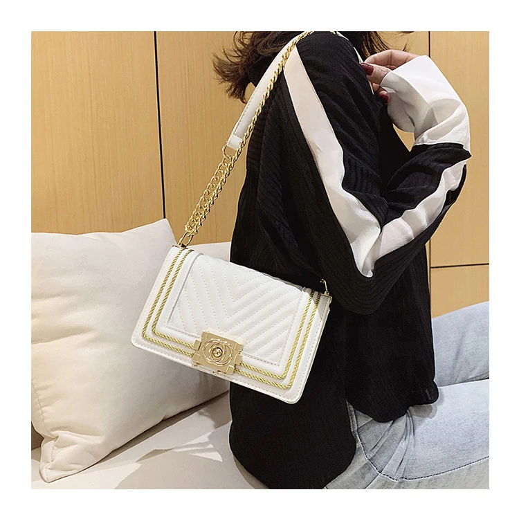 

New Fashion Luxury Rainbow Handbags Chain Cross-body Lady Colorful PVC Bags Women Purse RTS Handbags, Customized color