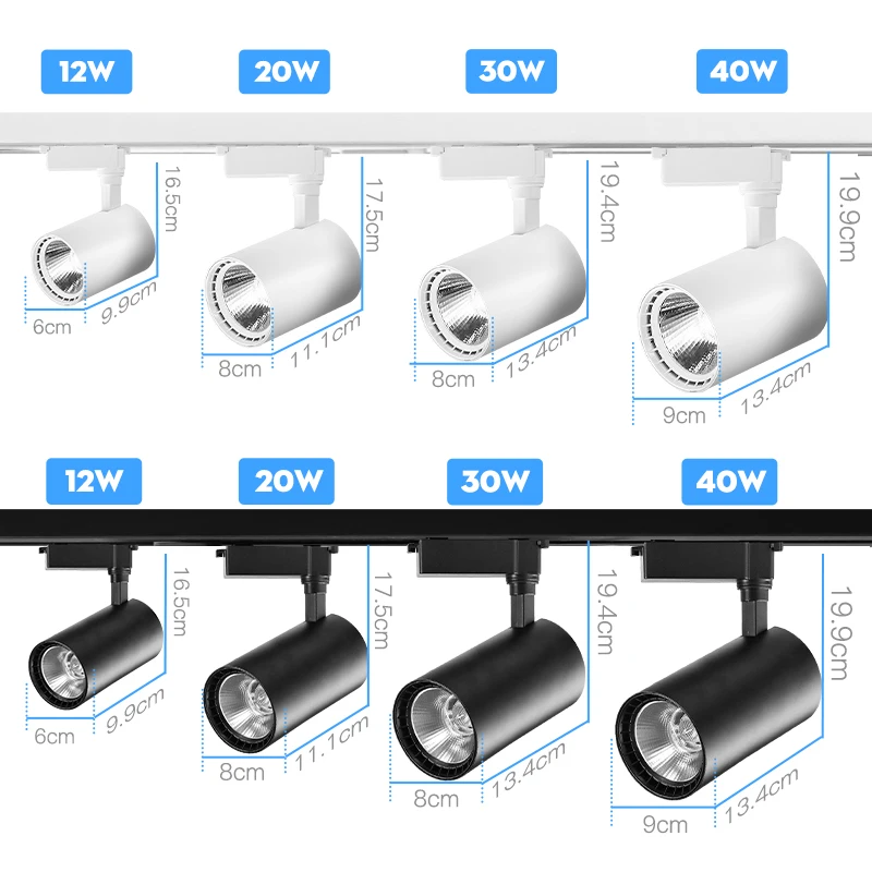 
12W 20W 30W 40W Focus Lamp Retail Spot Lighting Fixtures Surface Mounted Spotlights Linear Magnetic Rail COB Led Track Light 