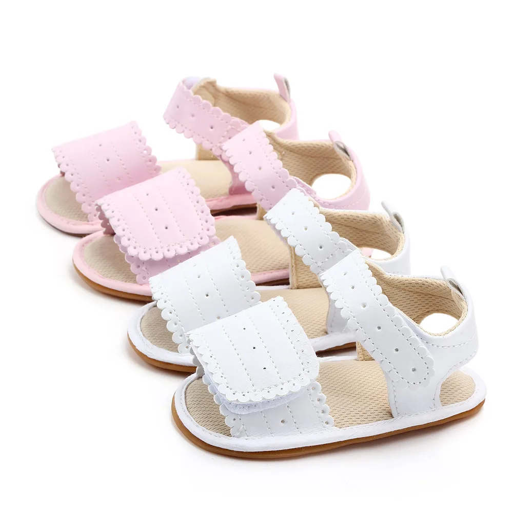 

New style Rubber soft sole Summer outdoor Princess Baby girl sandals, White, pink