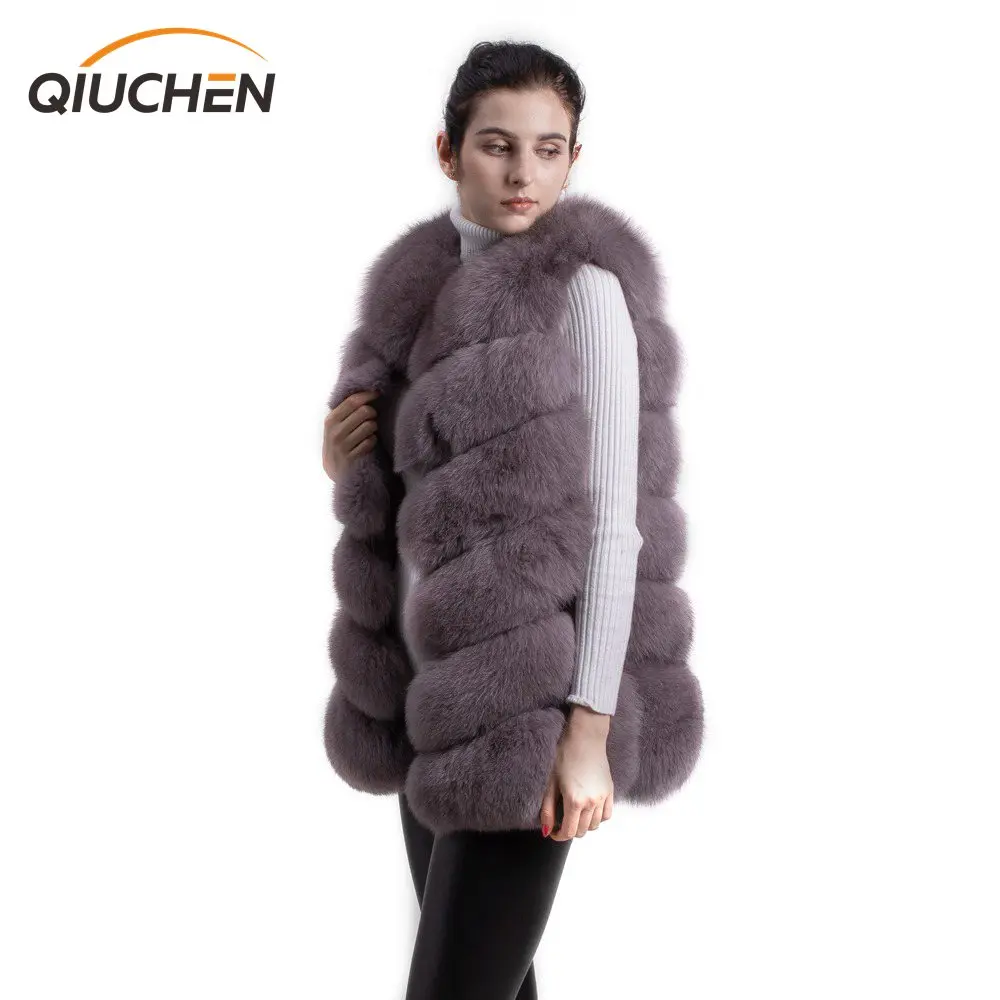 

QIUCHEN- QC8049 New women real fox fur vest high quality fur gilet hot sale fashion thick fur coat FREE SHIPPING