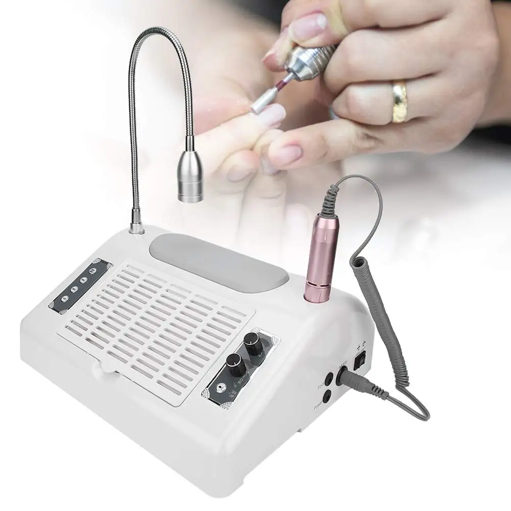 

professional 5in1 nail art machine 48w/96w 3 timer setting uv led nail lamp 30000rpm nail grinding pen with floodlight, White