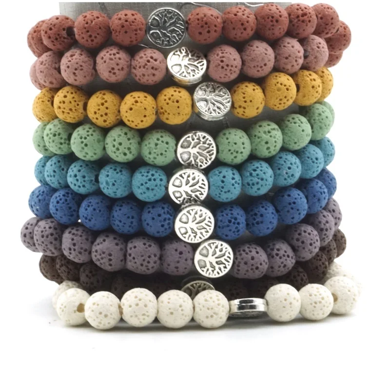 

8mm colorful Lava Stone beads Bracelet DIY Aromatherapy Essential Oil Diffuser Bracelet Chakras Buddha Yoga women men Jewelry