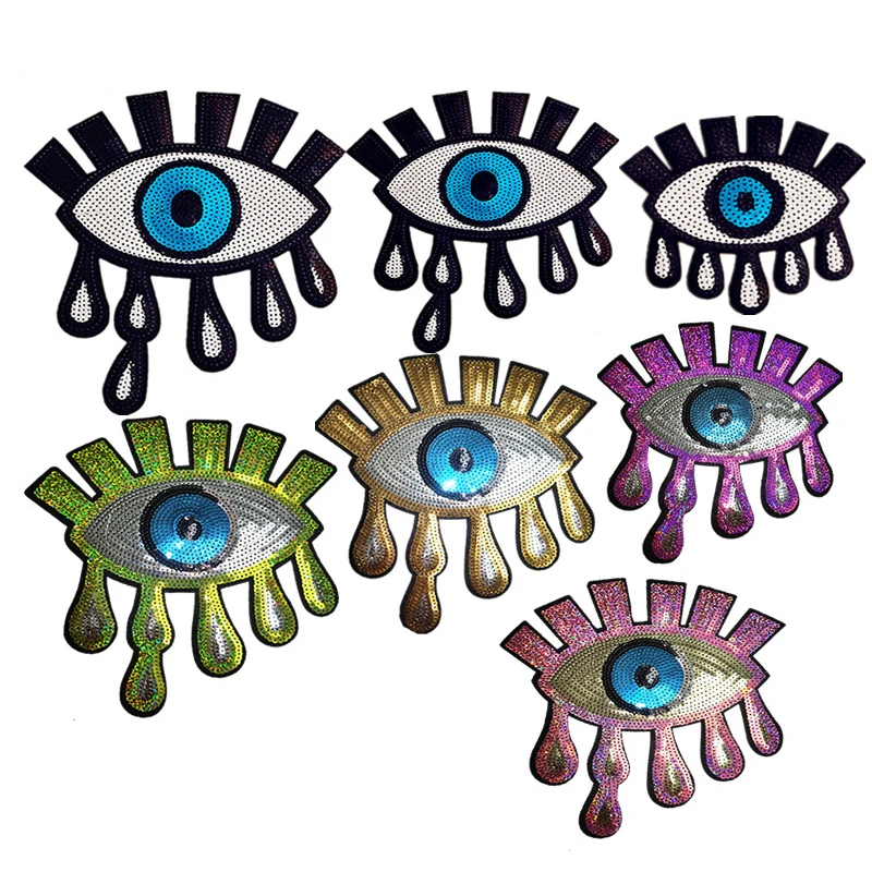 

Hot selling clothing accessories beads embroidered eyes clothing accessories Sequin embroidery towel embroidered cloth patch
