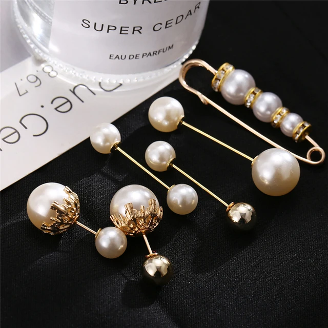 

Vintage Pearl Clothing Pins Decoration Dress Pants Buckle Brooches Set 2021 Trend Accessories Jewelry