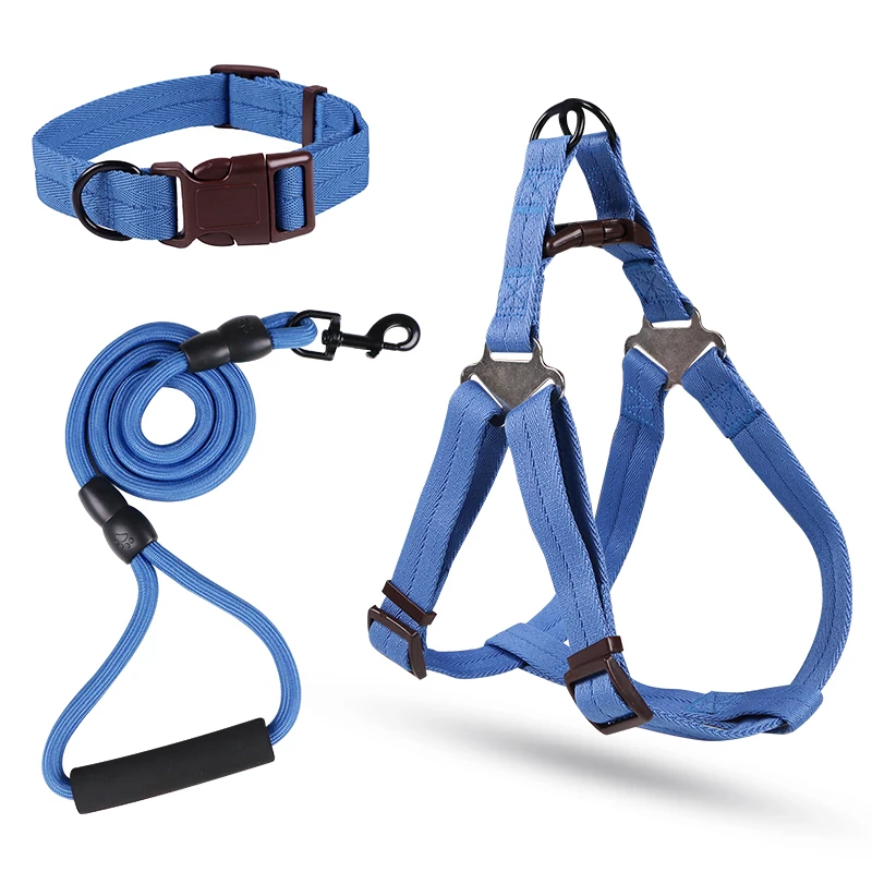 

Good Quality Nylon Sustainable Pet Harness And Leash Set, Red/ sky blue/ blue/ black