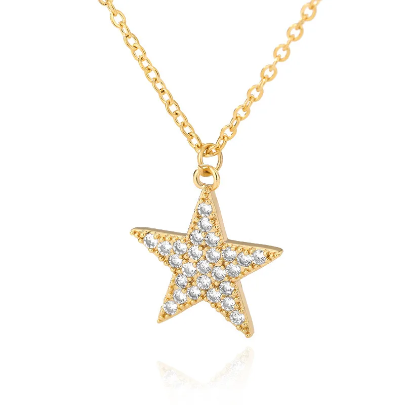 

Personalized Plated Gold And Silver Moon Stainless Steel Star Pendant Necklace