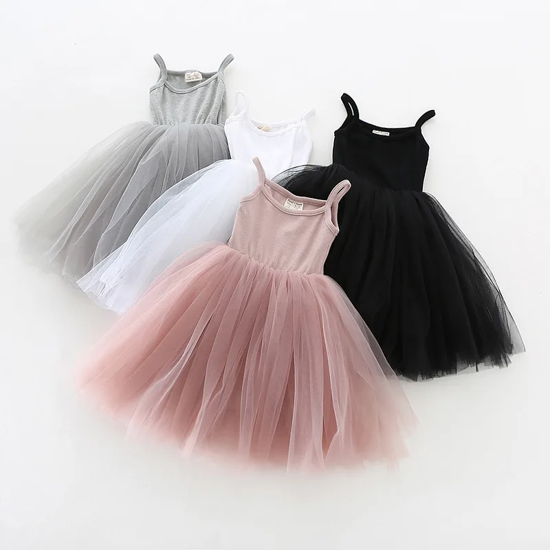 

Baby Girls Lace Tulle Sling Dress Suspender Mesh Strap Sleeveless Dress Summer girls tutu dress M137, Pink\white\black\gray