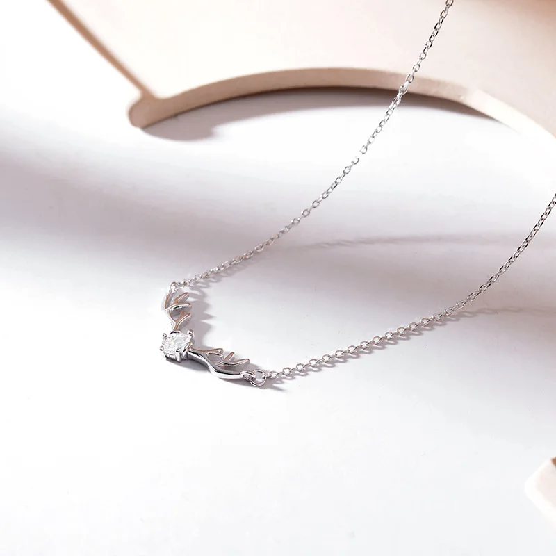 

Fashion custom women statement animals crystal elk 925 sterling silver necklace jewelry