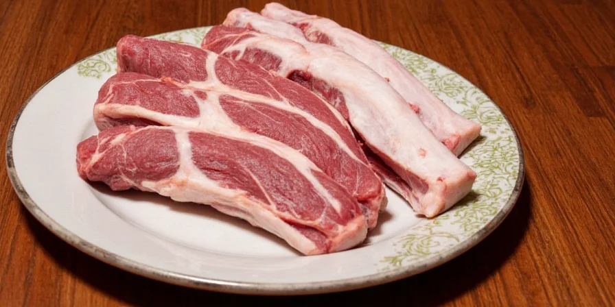 Close-up of someone rubbing spices onto a pork rack