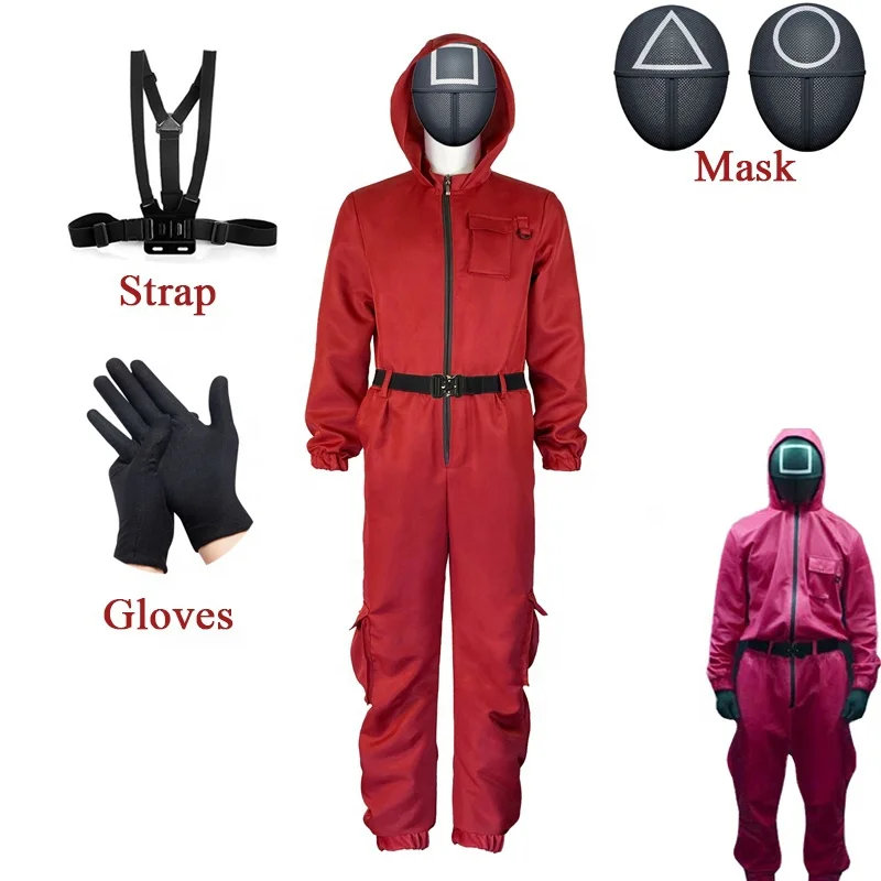 

Rose-team the squid games night light infinity cubes, Red joker costume