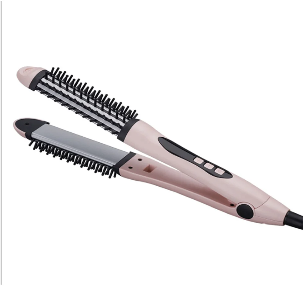

2 In 1 Curly Straight Beauty Hair Dryer Brush Flat Iron Hair Salon Curling Iron Hair Straightener Brush, Customized color