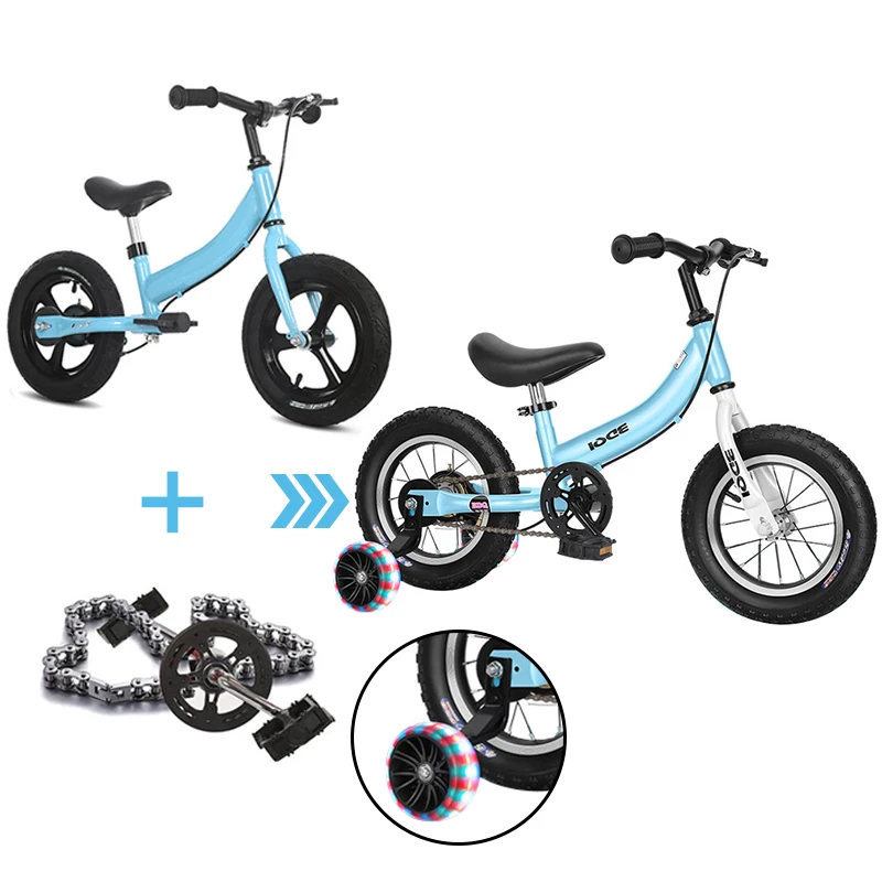 

2020 factory 12/14/16 inch 2 in 1baby tricycle pedal kids' bike child children bicycle to kids balance bike with training wheel, Red/blck/blue